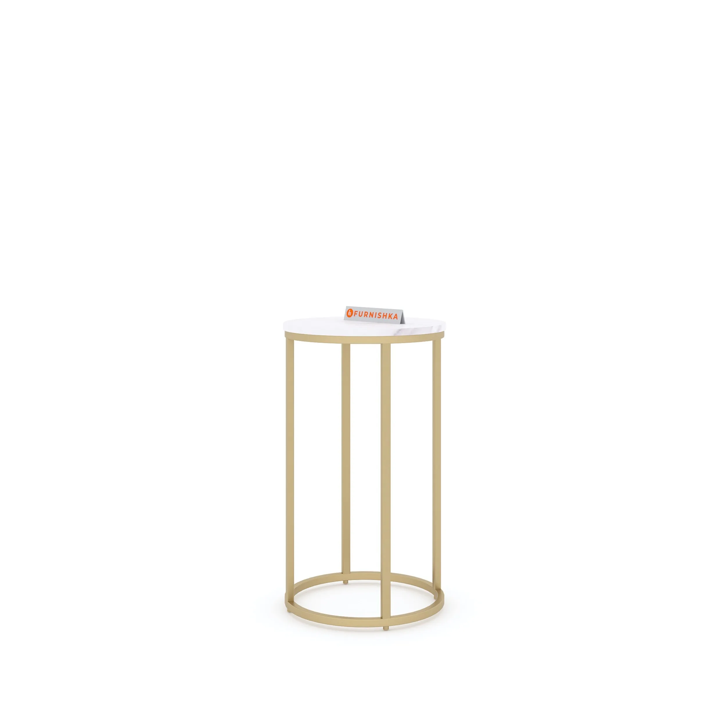 Lotus Round Marble Side Table In Gold Finish