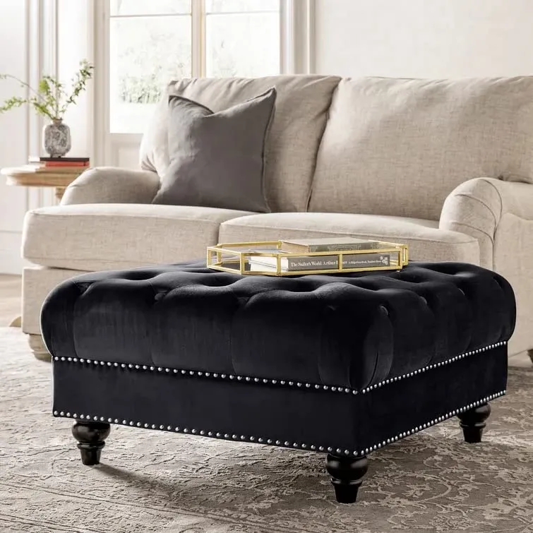 Lucifer Square Shape Fabric Ottoman Pouffe Puffy