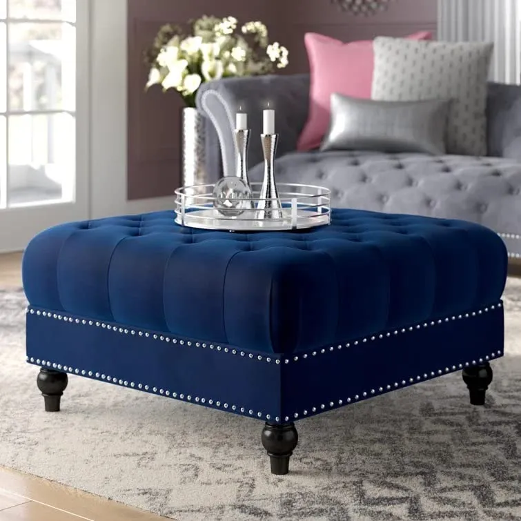 Lucifer Square Shape Fabric Ottoman Pouffe Puffy