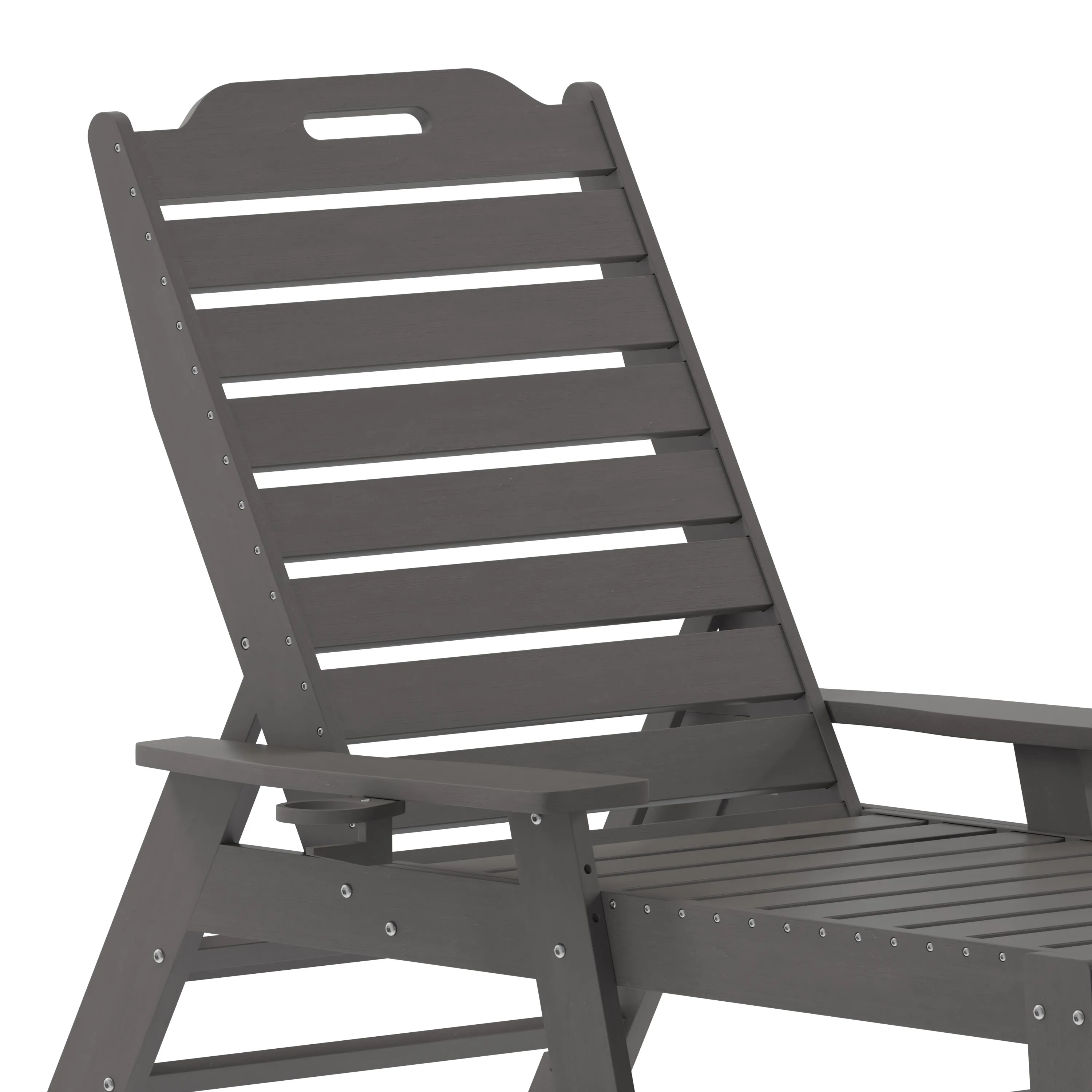 Monterey Adjustable Adirondack Lounger with Cup Holder- All-Weather Indoor/Outdoor HDPE Lounge Chair