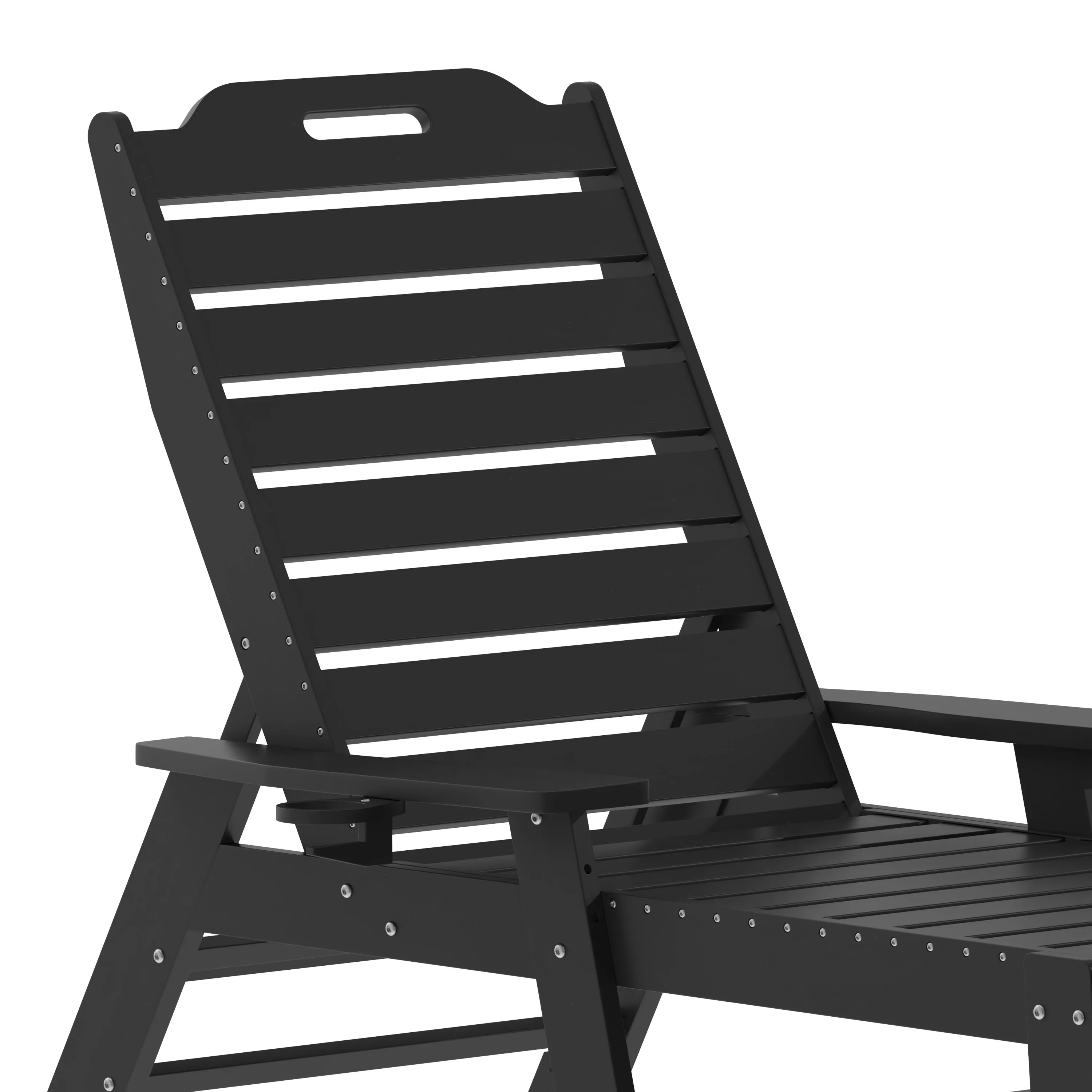 Monterey Adjustable Adirondack Lounger with Cup Holder- All-Weather Indoor/Outdoor HDPE Lounge Chair