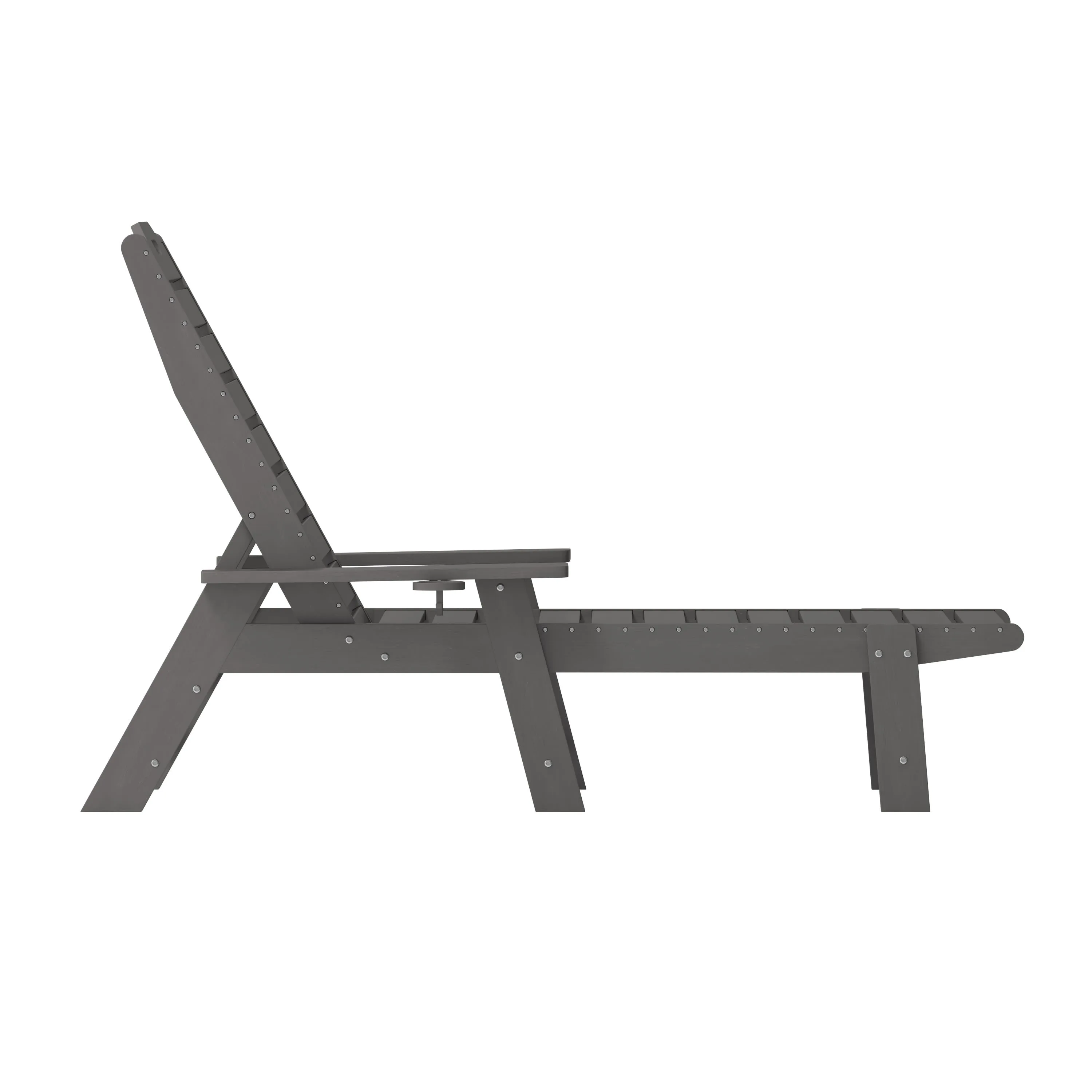 Monterey Adjustable Adirondack Lounger with Cup Holder- All-Weather Indoor/Outdoor HDPE Lounge Chair