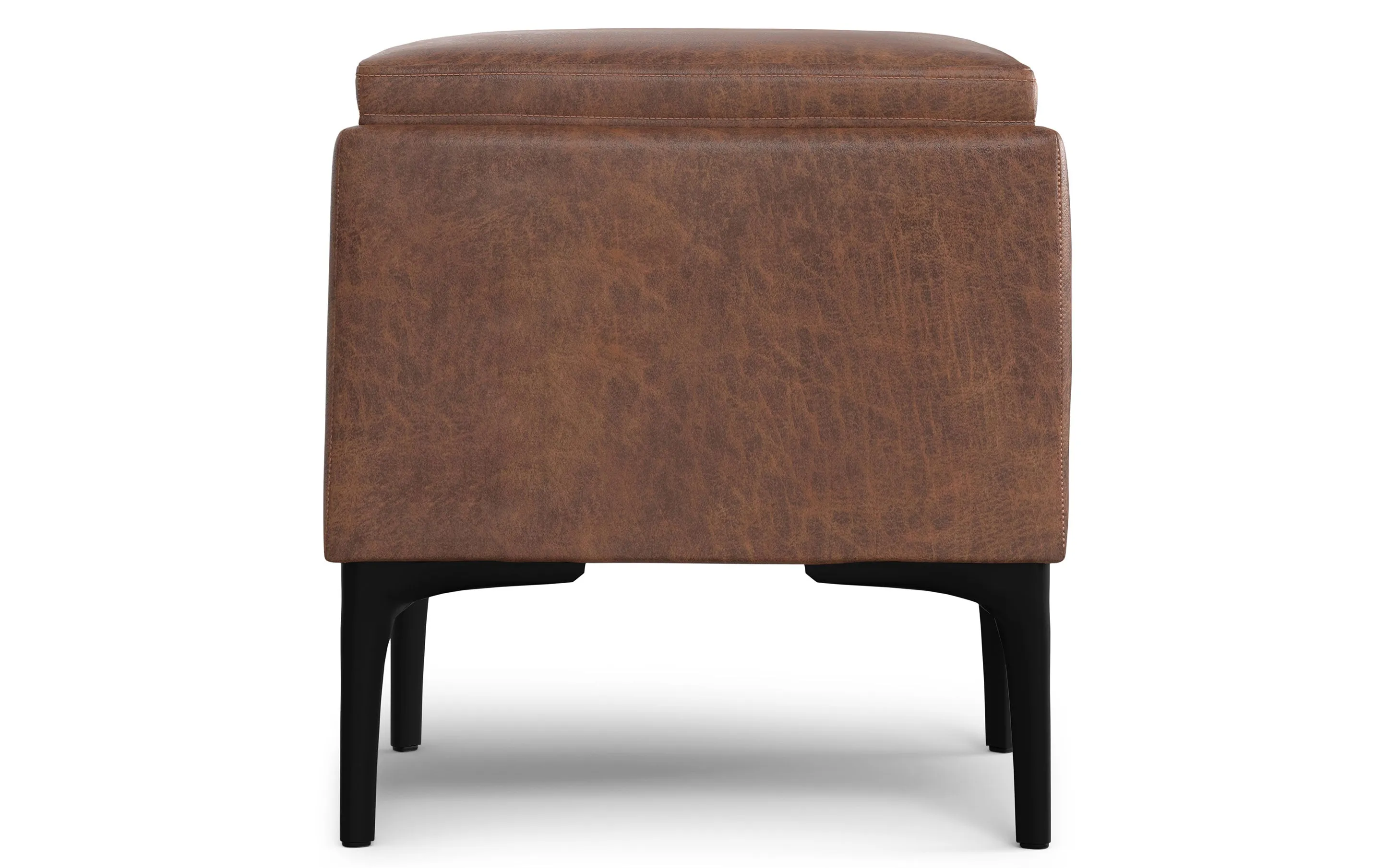 Natasha Storage Ottoman with Tray in Distressed Vegan Leather