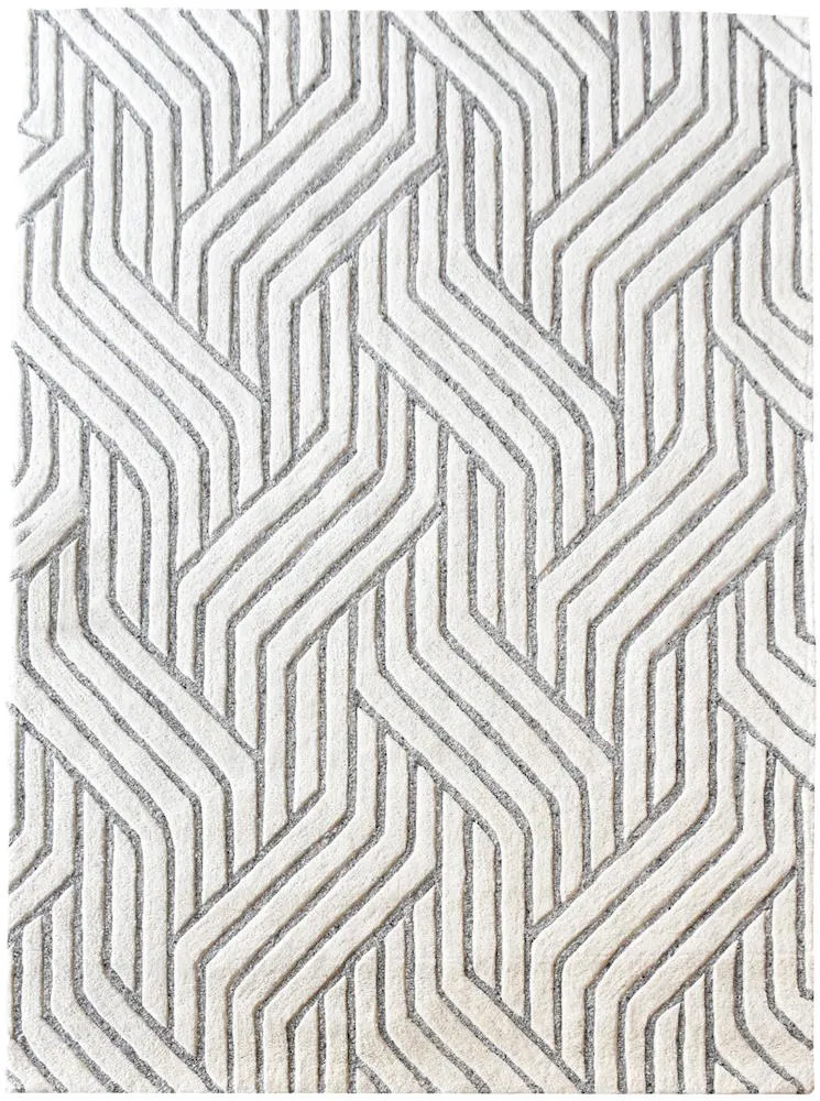 Natoya White and Grey Modern Rug