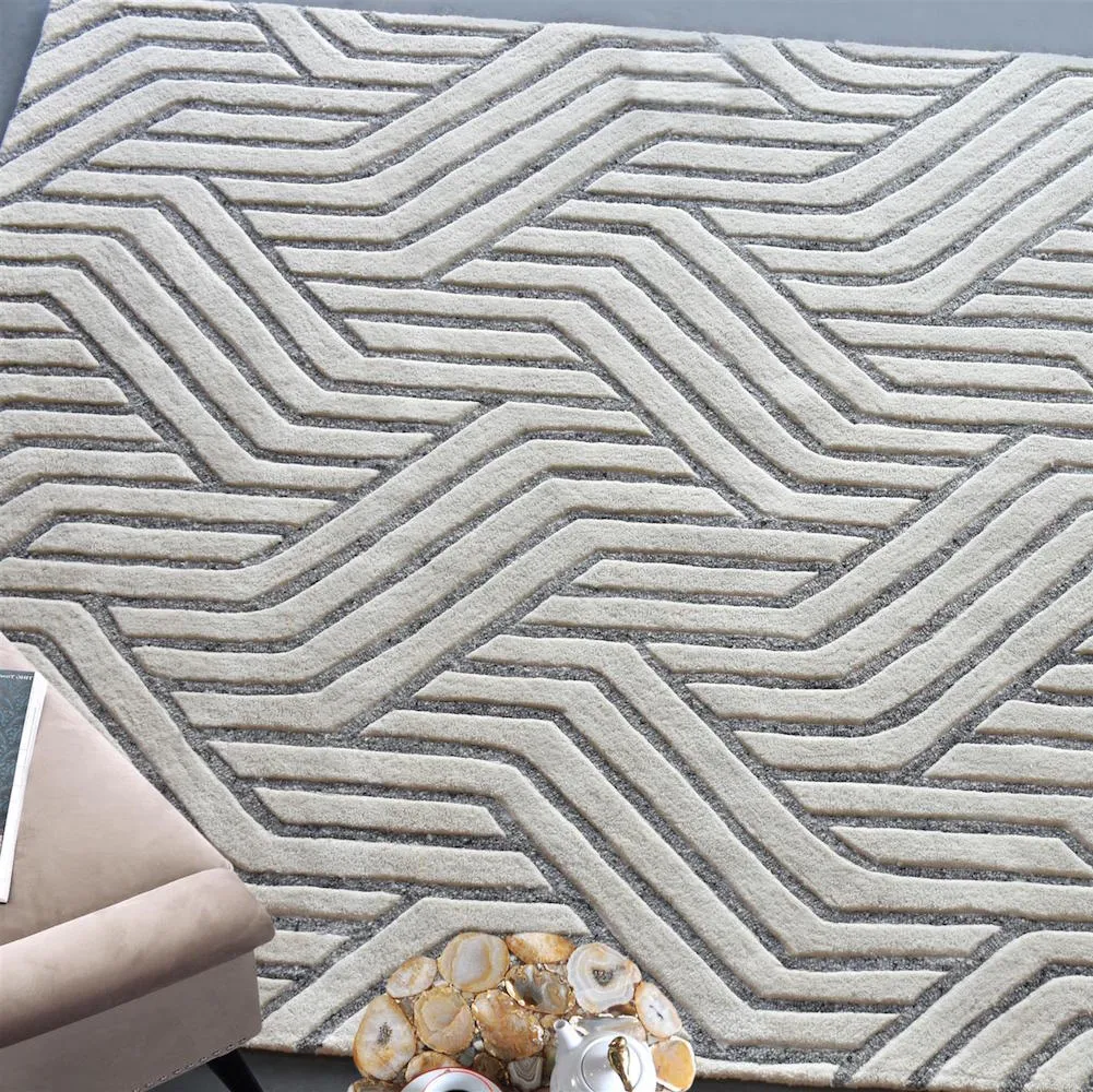 Natoya White and Grey Modern Rug