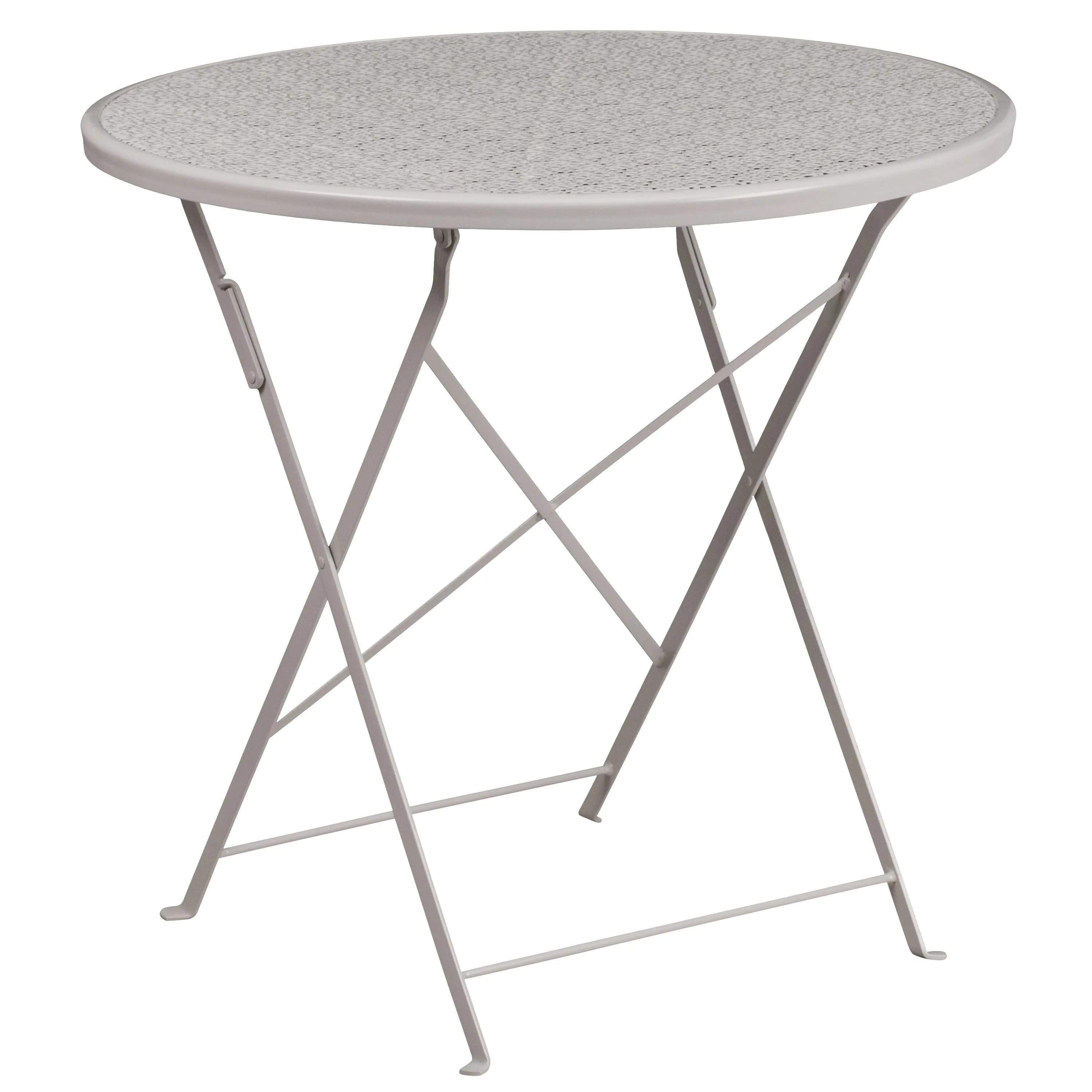 Oia Commercial Grade 30" Round Indoor-Outdoor Steel Folding Patio Table Set with 4 Square Back Chairs