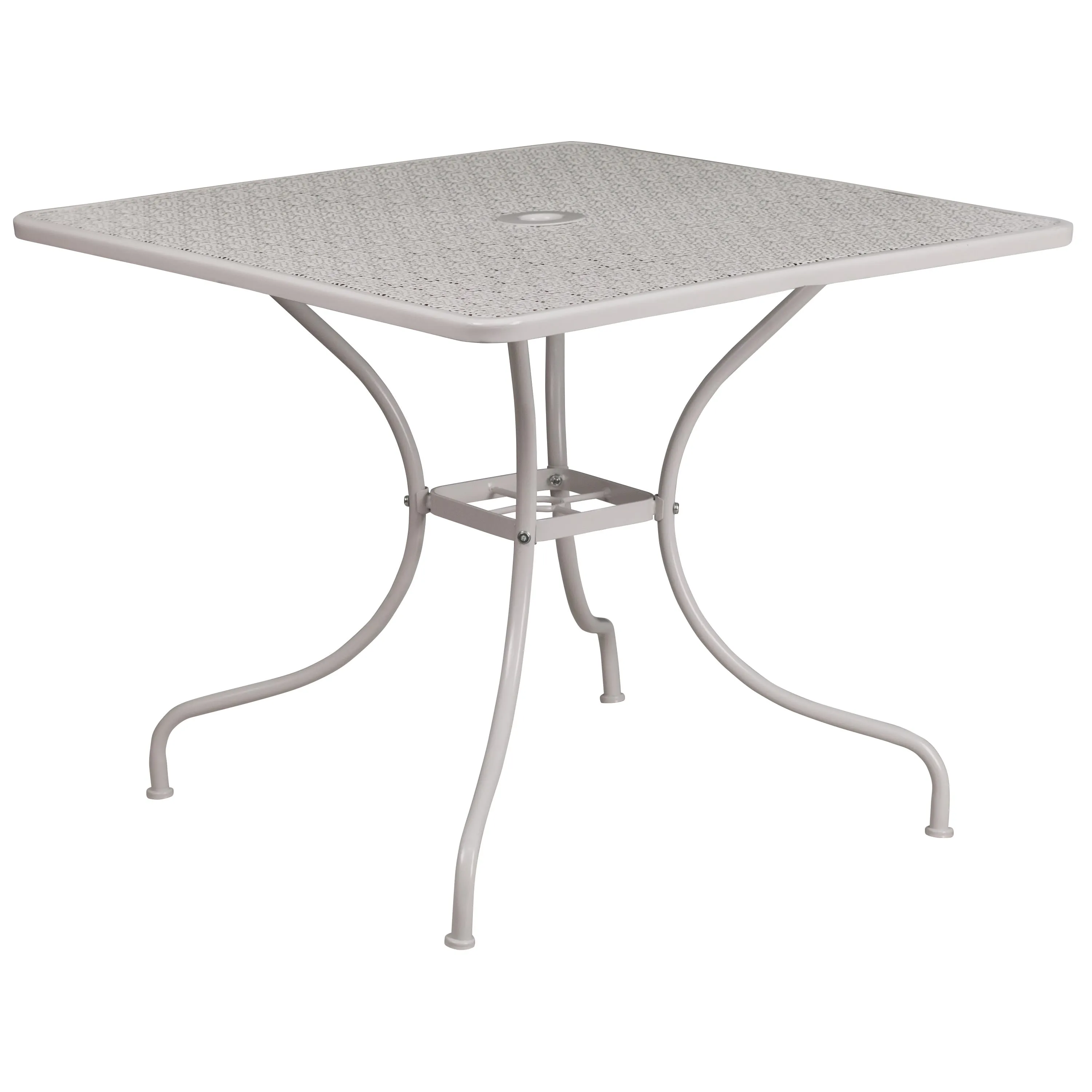 Oia Commercial Grade 35.5" Square Indoor-Outdoor Steel Patio Table Set with 2 Square Back Chairs