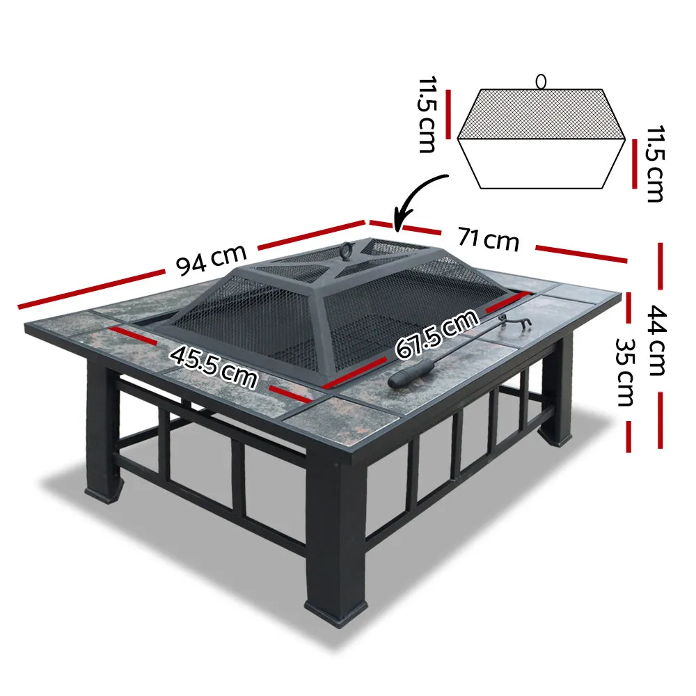 Outdoor Fire Pit BBQ Table Firepit Fireplace Barbeque Ice Pits Heater 3 IN 1