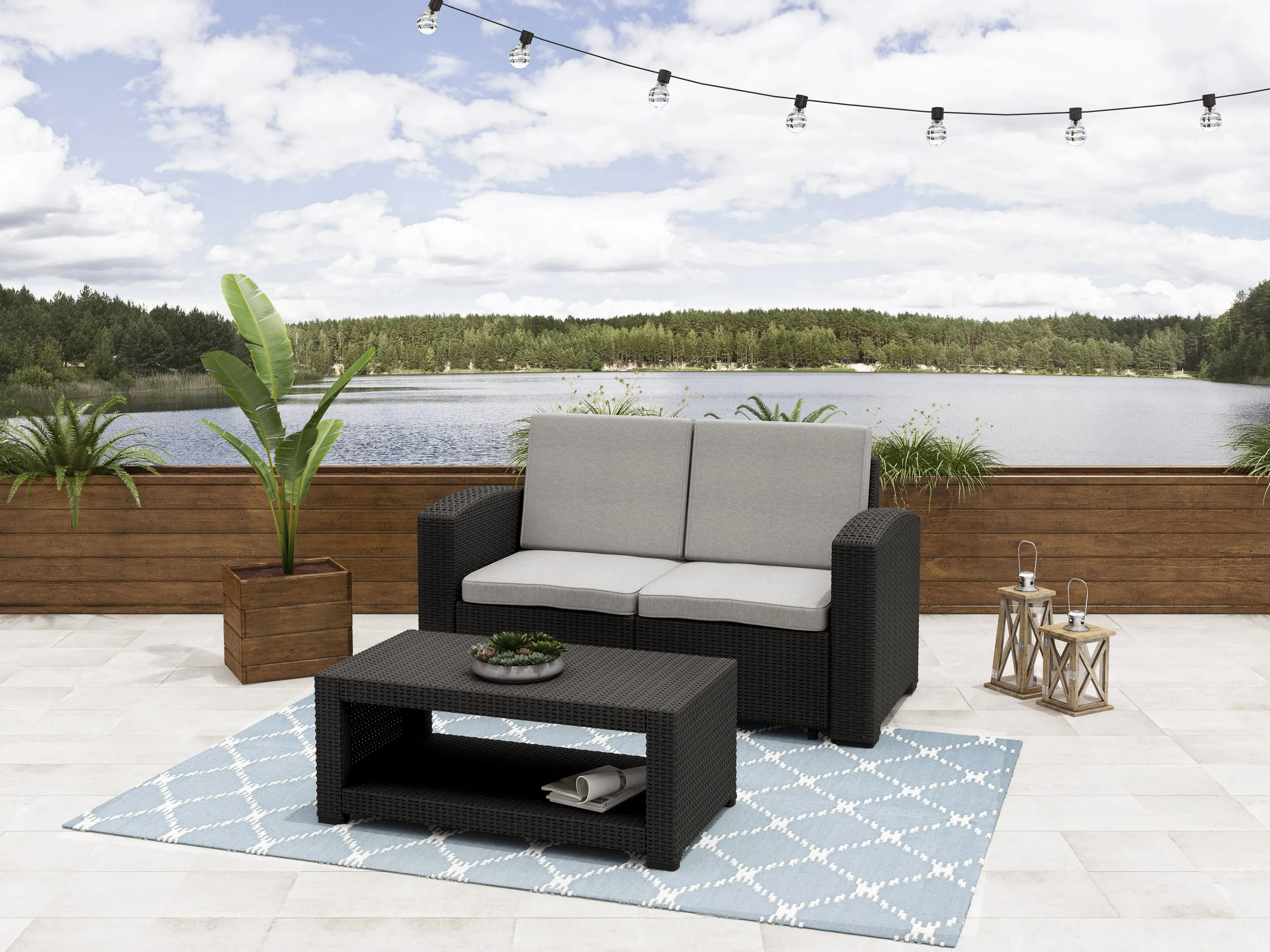 Outdoor Wicker Loveseat