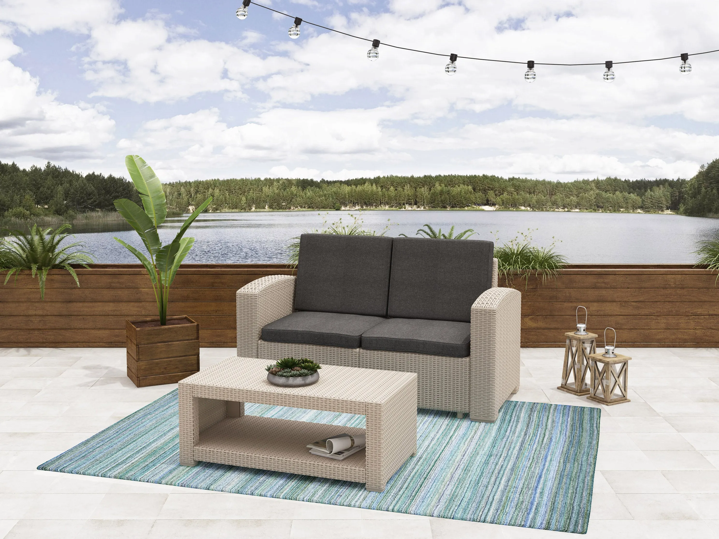 Outdoor Wicker Loveseat