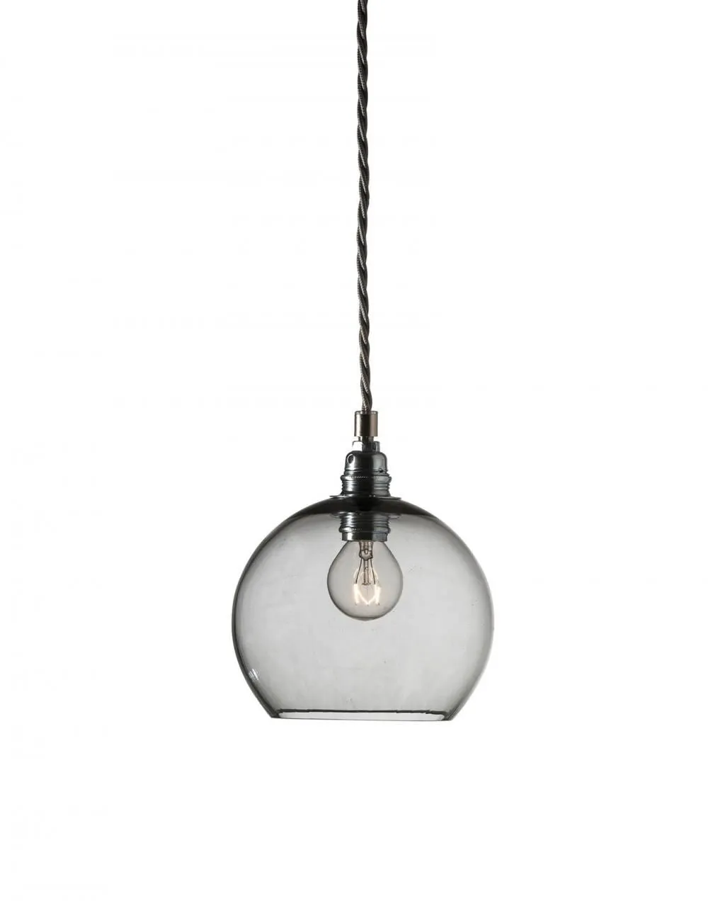 Outlet Rowan Pendant - Small, Smoke Grey - silver fittings