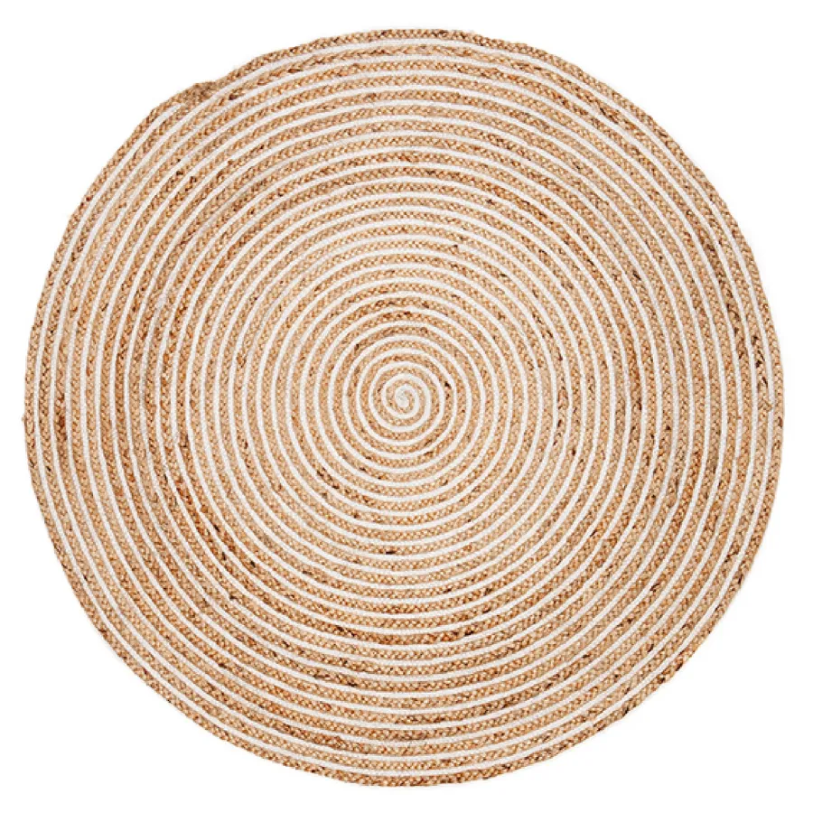 Plumeria Jute Large Round Rug for Home