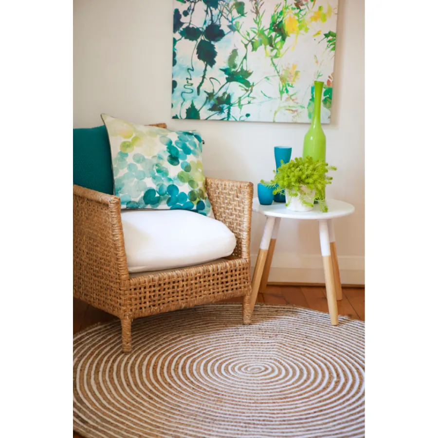 Plumeria Jute Large Round Rug for Home