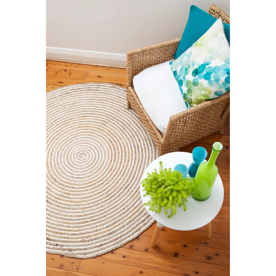 Plumeria Jute Large Round Rug for Home