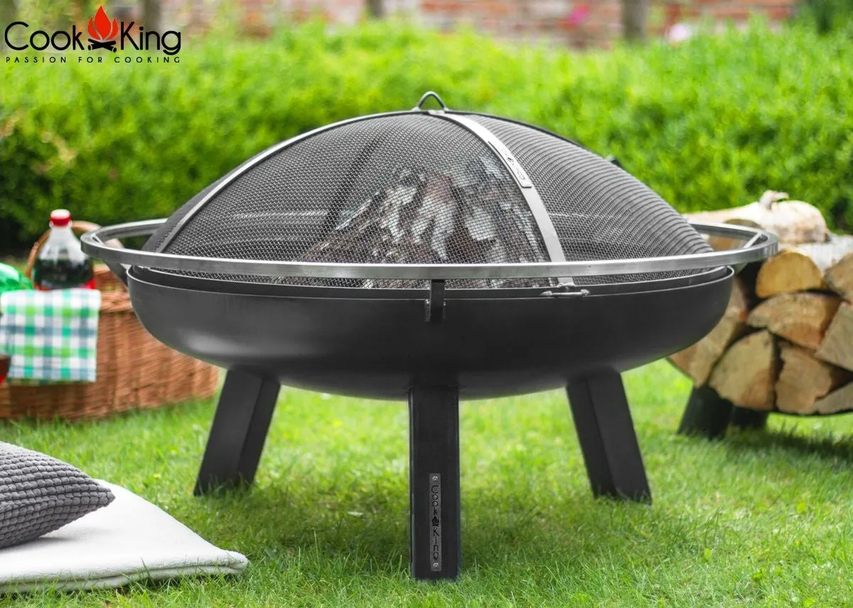 Porto Fire Bowl Pit - Cook King Garden and Outdoor Patio Entertaining Portable Metal Round 60cm 100cm