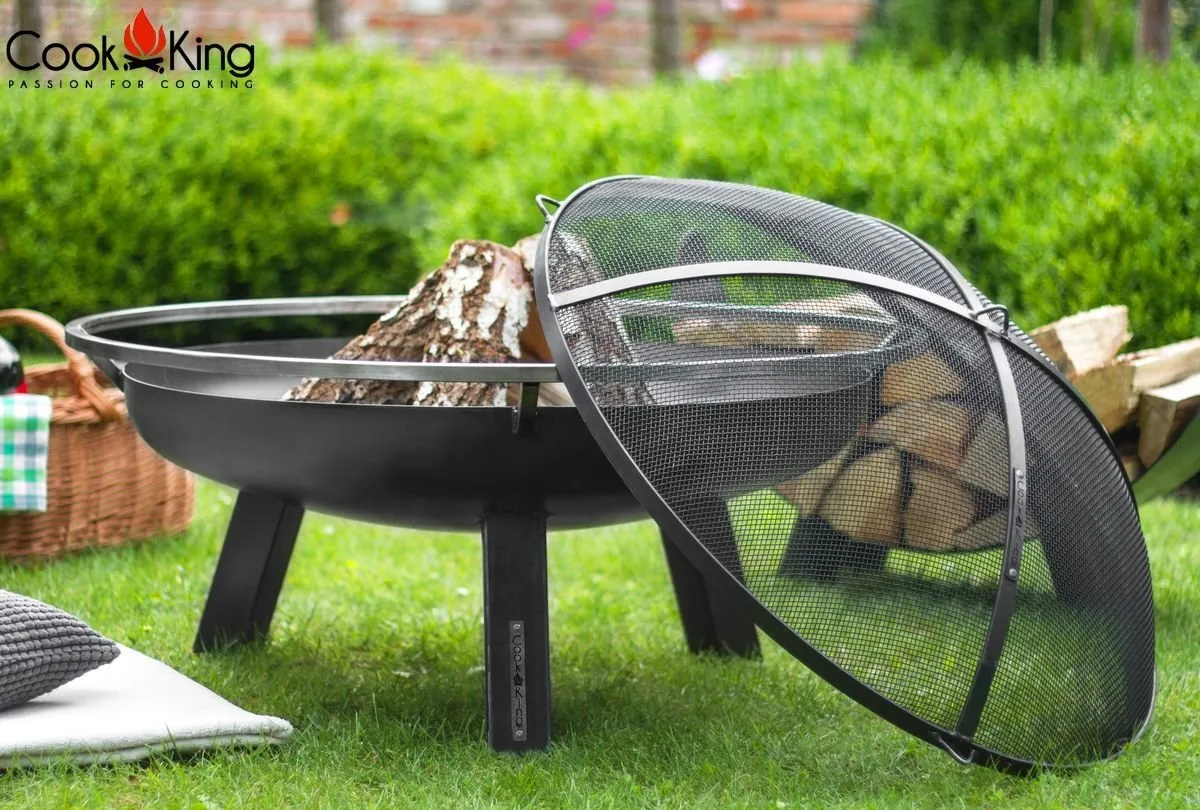 Porto Fire Bowl Pit - Cook King Garden and Outdoor Patio Entertaining Portable Metal Round 60cm 100cm