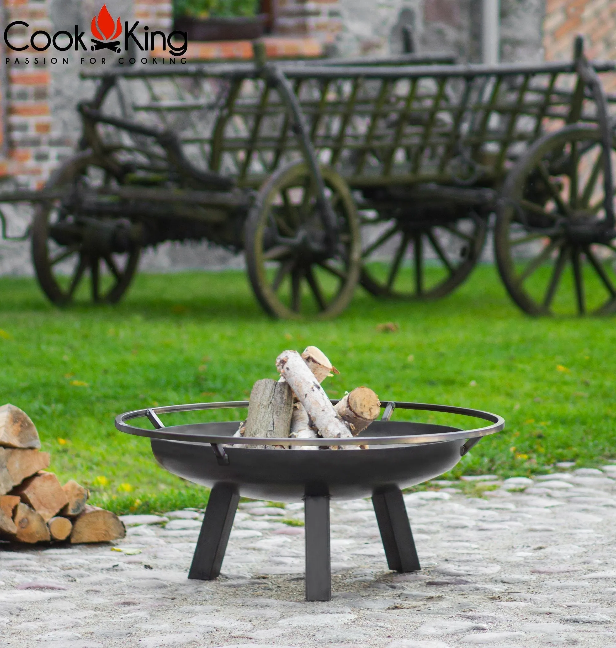 Porto Fire Bowl Pit - Cook King Garden and Outdoor Patio Entertaining Portable Metal Round 60cm 100cm