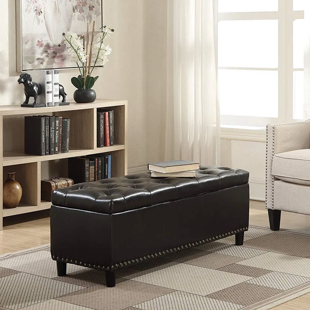 PRIO 1 Seater Luper Tufted Storage Ottoman Pouffes with Storage Bench Shoe Reck Coffee Table (Standard, Black)