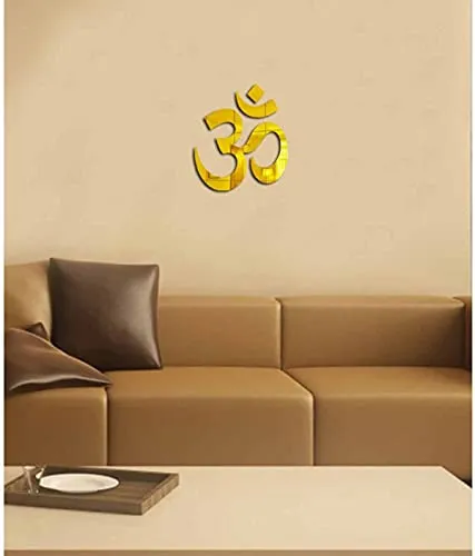 radhegovind24x7 Om Mirror Wall Stickers (Size 15 X 15 Cm, Golden) Mirror Stickers for Wall.(Plastic)