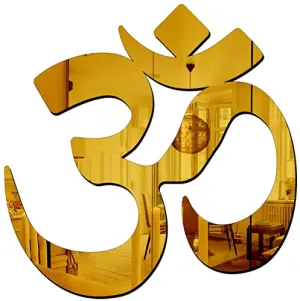 radhegovind24x7 Om Mirror Wall Stickers (Size 15 X 15 Cm, Golden) Mirror Stickers for Wall.(Plastic)