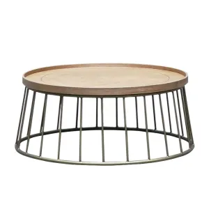 Reid Oak & Brass Chic Coffee Table - Geometric Modern