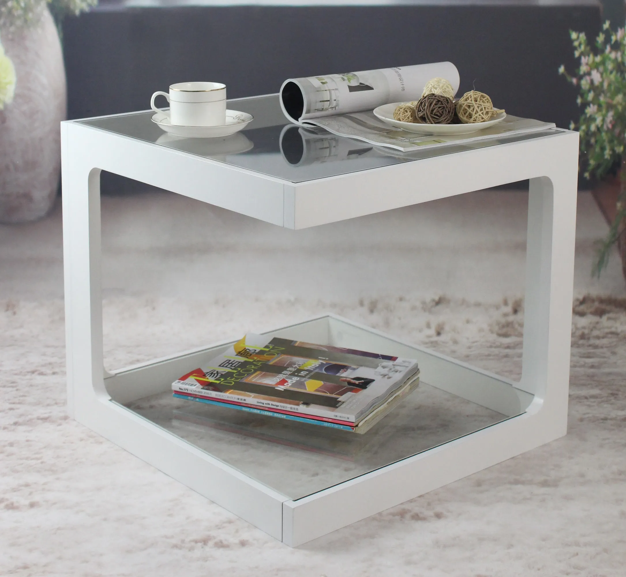 Rossini 2-Tier Side Table/Coffee Table (White)