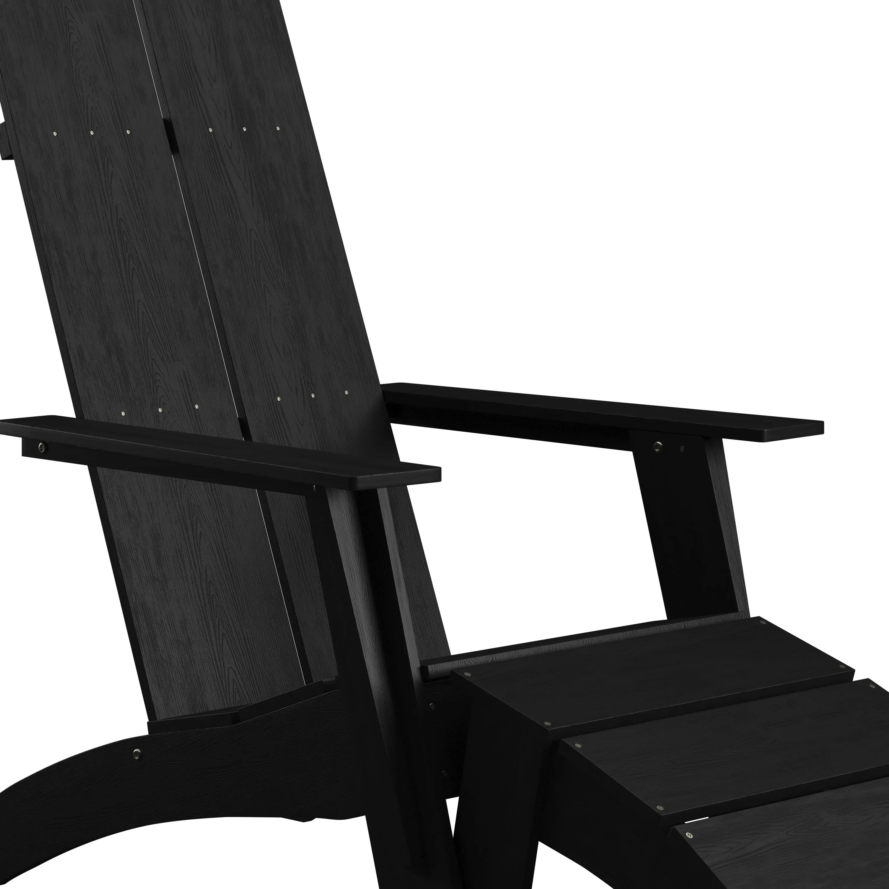 Sawyer Modern All-Weather Poly Resin Wood Adirondack Chair with Foot Rest