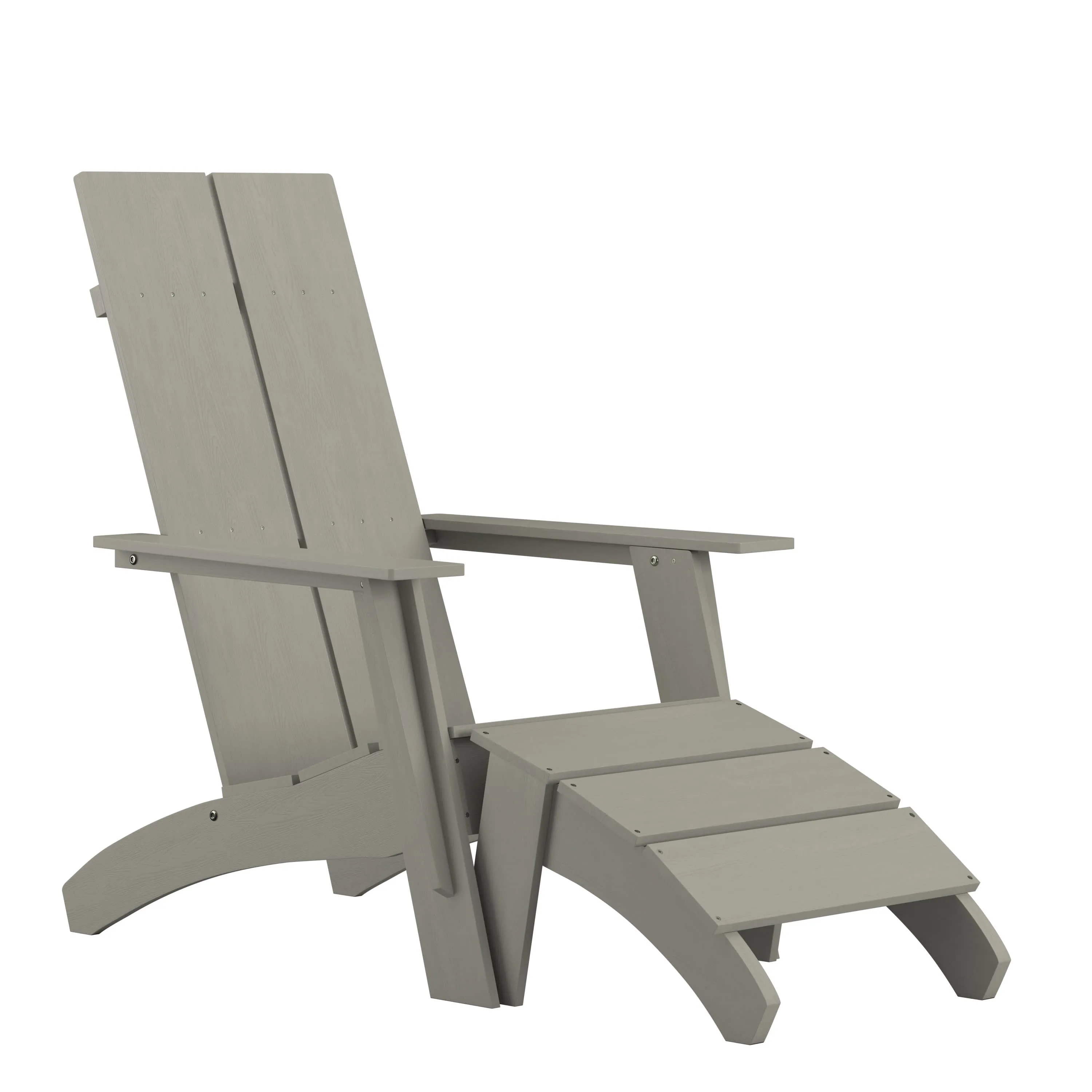 Sawyer Modern All-Weather Poly Resin Wood Adirondack Chair with Foot Rest