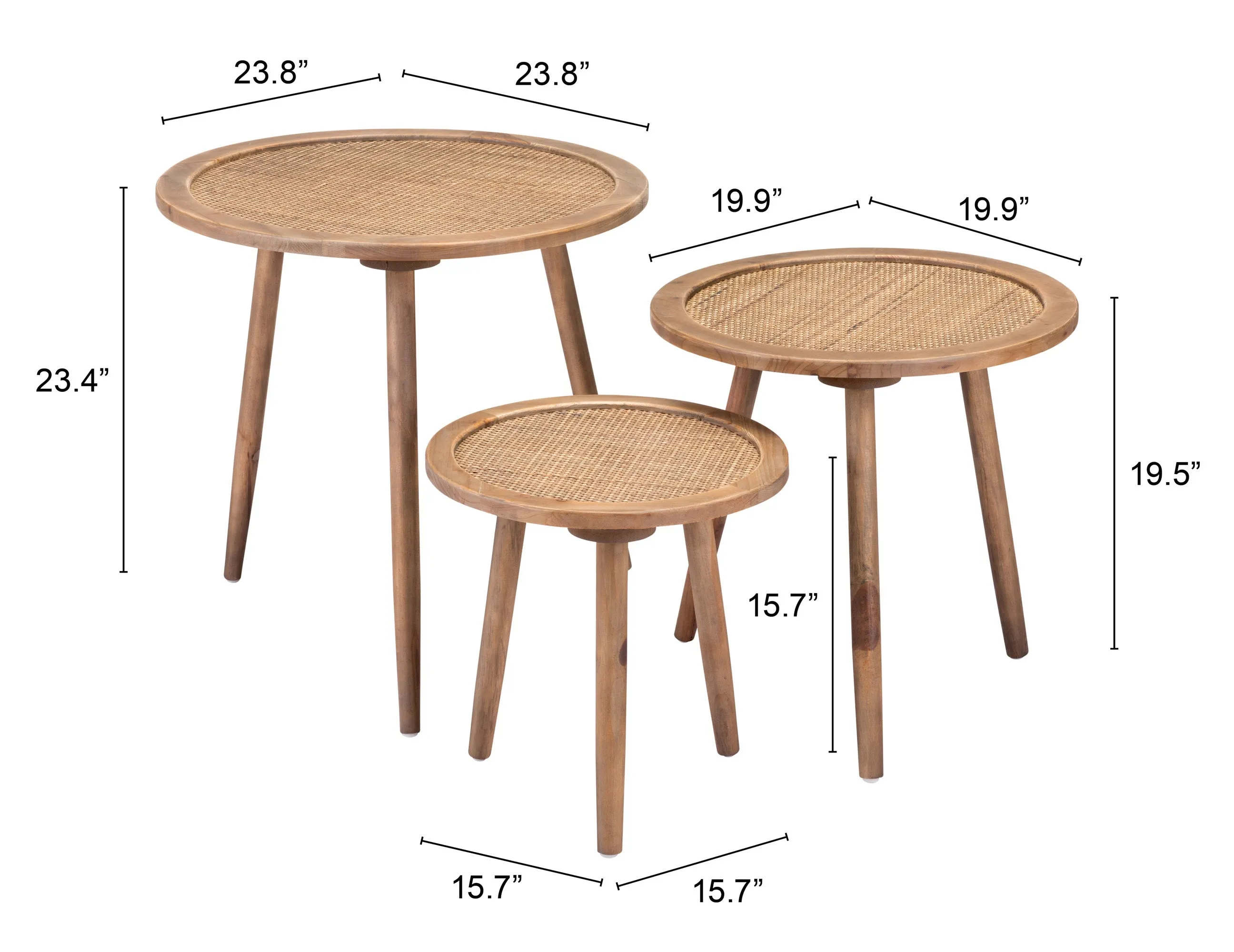 Set of 3 Paul Accent Tables Natural