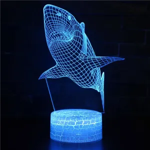 Shark 3D Illusion Lamp Birthday Gift Night Light Beside Table Lamp 16 Colors Auto Changing Desk Decoration Lamps