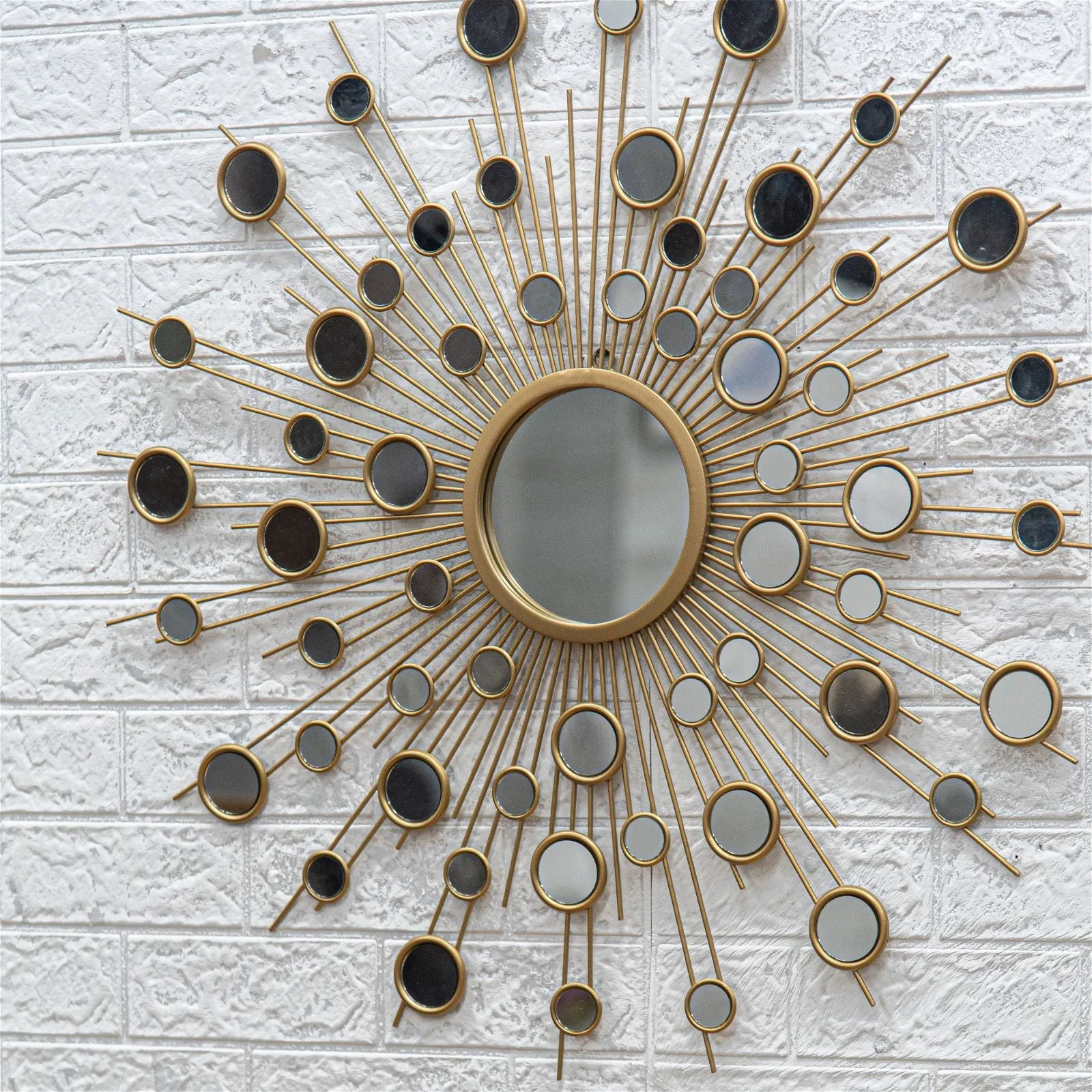 Star burst Aster Gold Round Mirror by Criterion