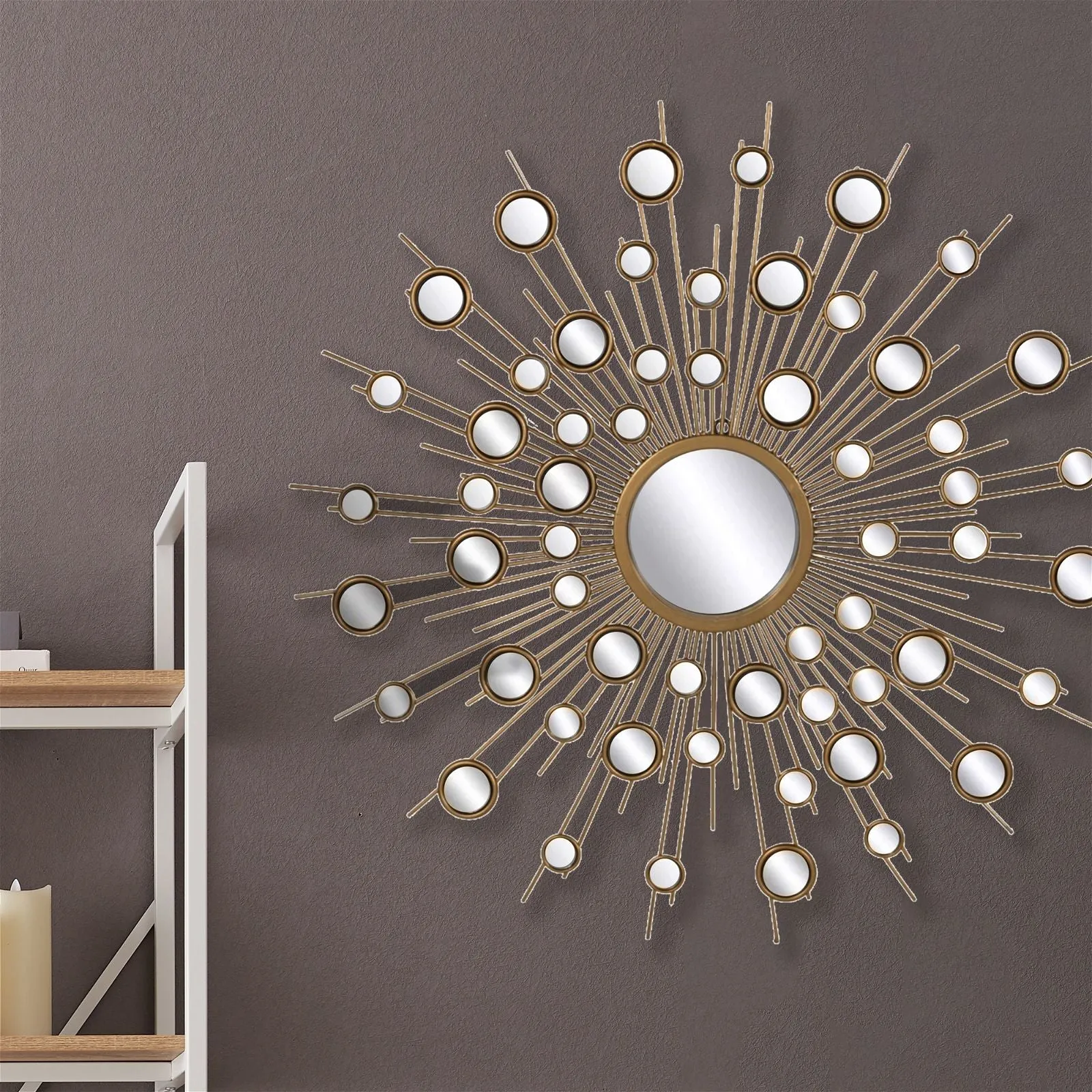 Star burst Aster Gold Round Mirror by Criterion