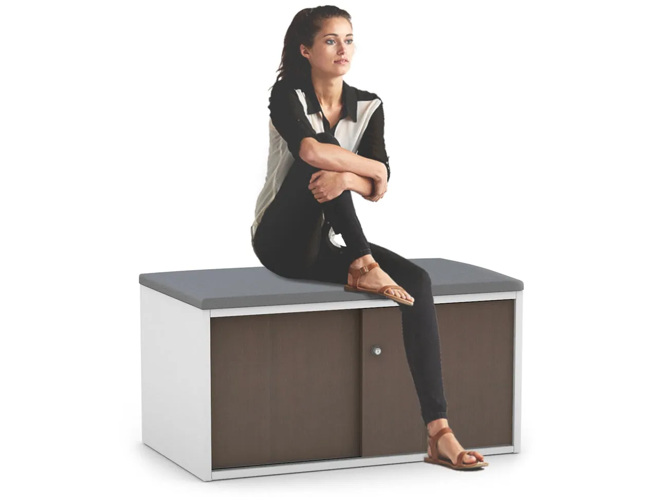 Uniform Low Sliding 2 Door Credenza - Top Cushion