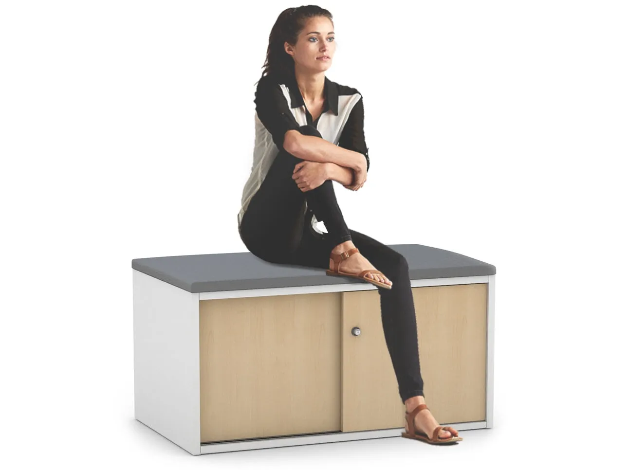 Uniform Low Sliding 2 Door Credenza - Top Cushion