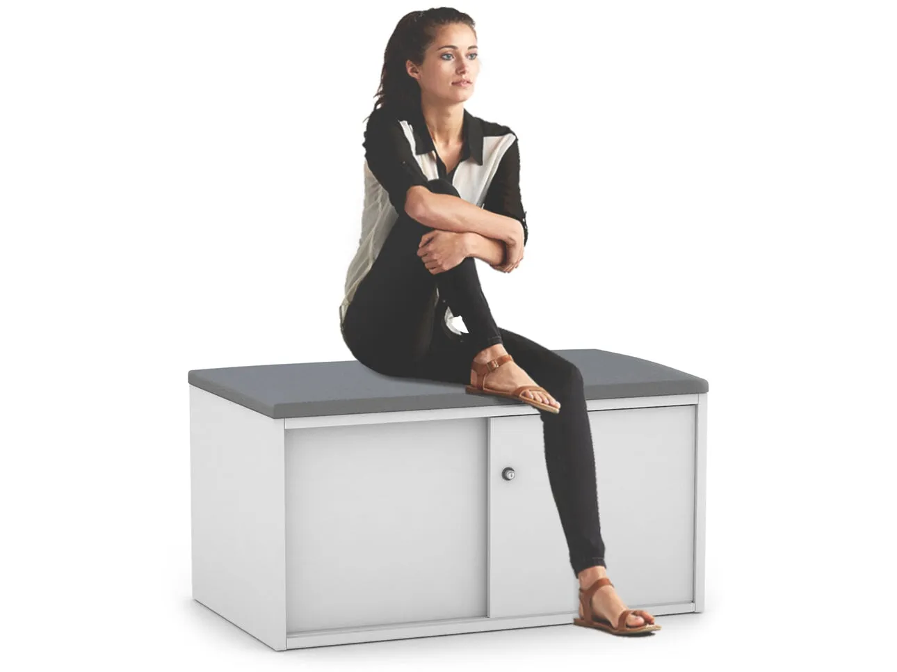 Uniform Low Sliding 2 Door Credenza - Top Cushion