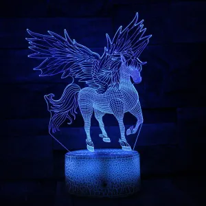 Winged Unicorn 3d 7 Color Led Night Lamps for Kids Touch Led Usb Table Lamp Baby Sleeping Nightlight