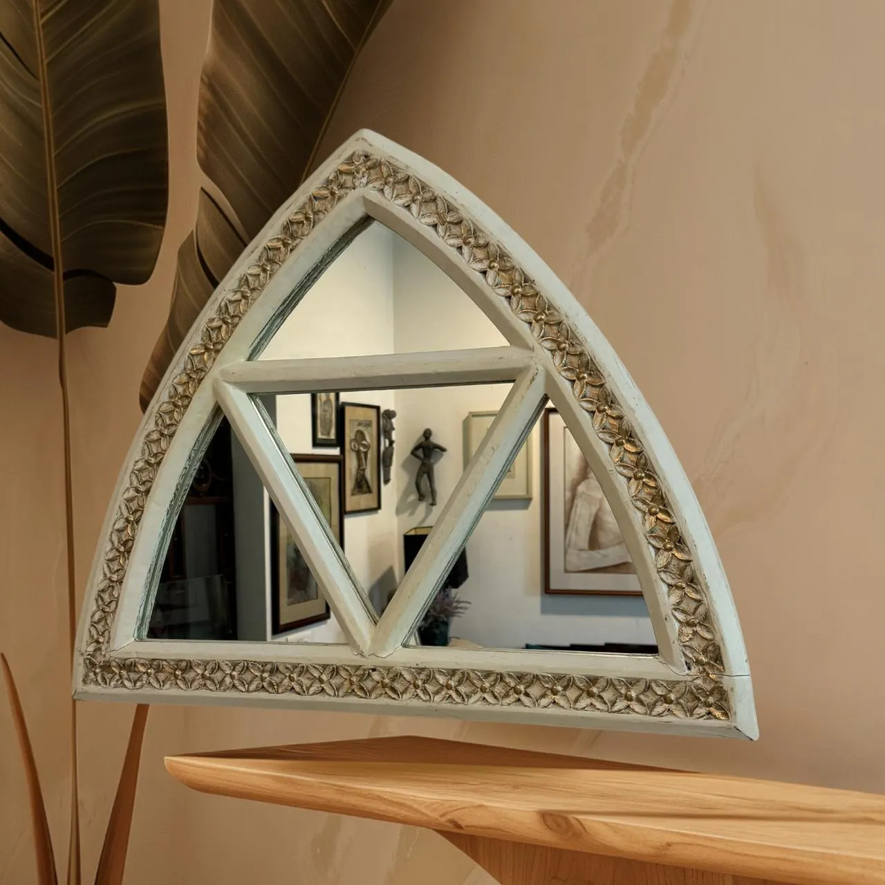 Optimized title: Handcrafted Wooden Mirror: Aaina 15