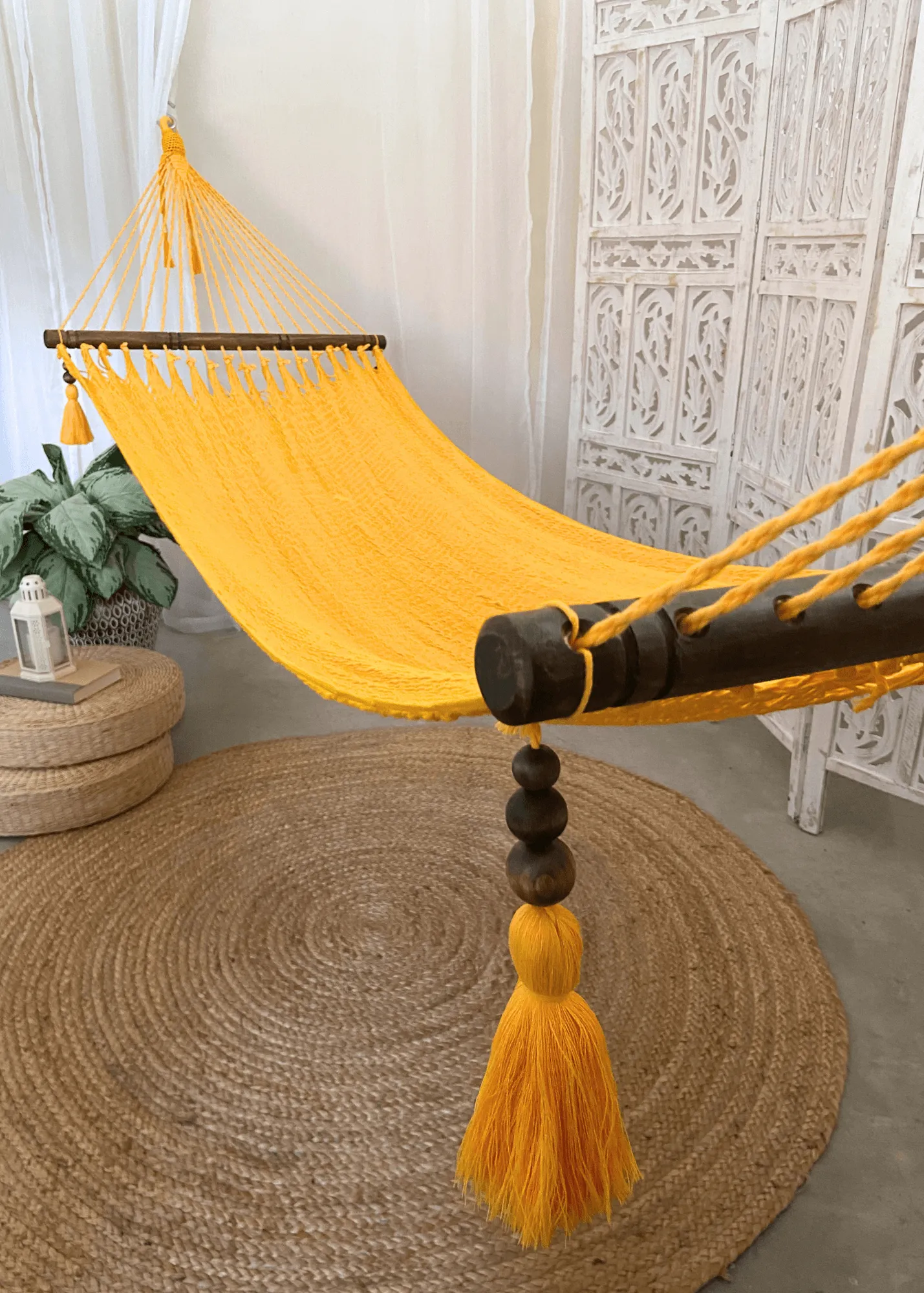 Woven Yellow Hammock With Wood Spreaders | JULIANNA